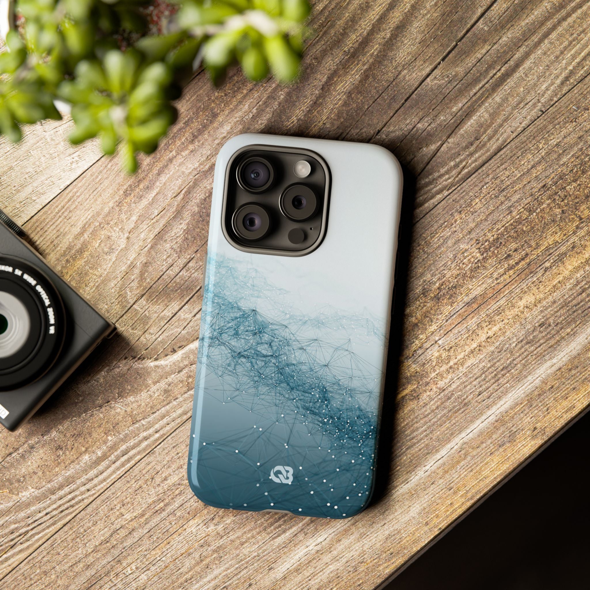 Teal Tough Phone Case for iPhone - Cyan Vector Lattice