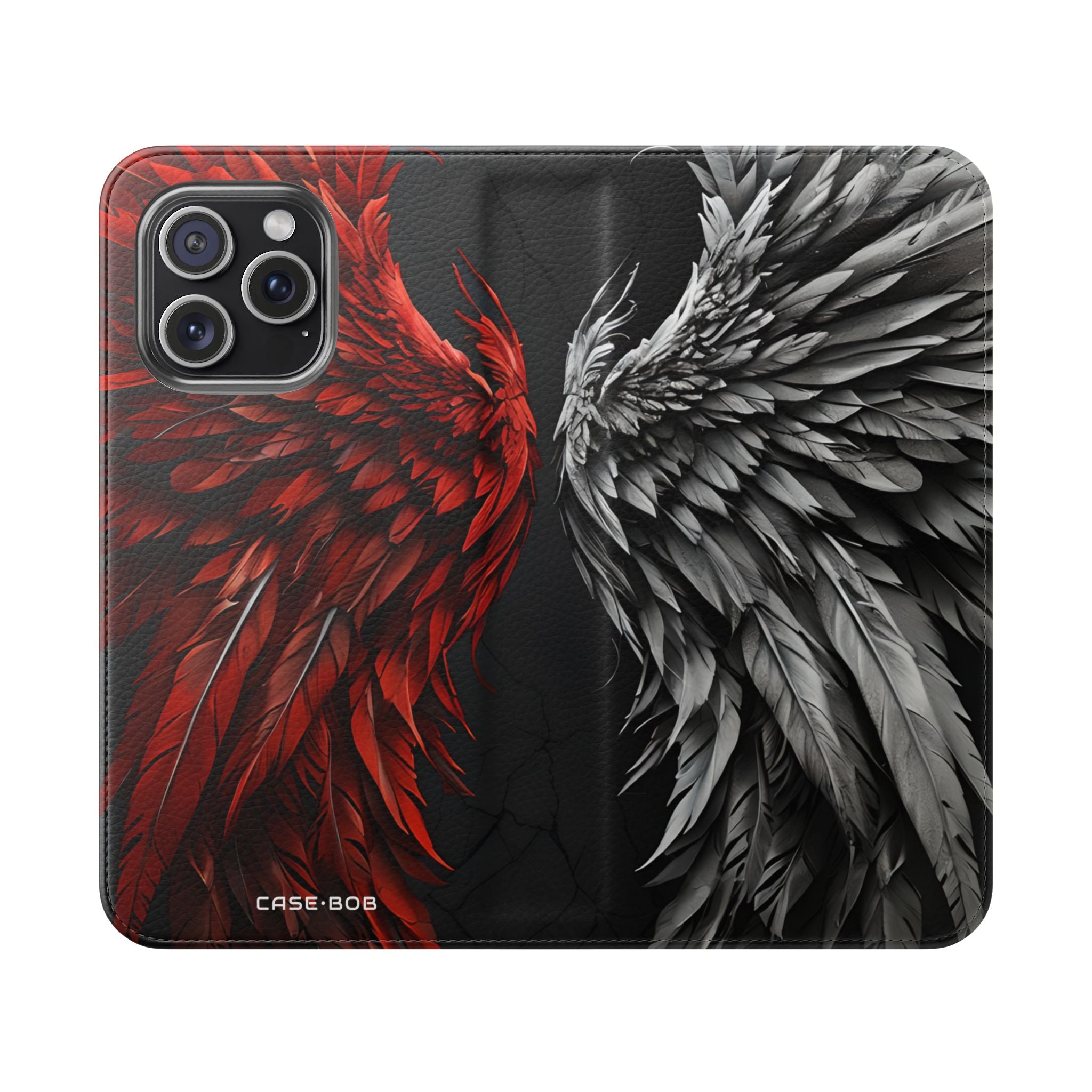 Crimson Silver Wings - iPhone 15 Pro Max Case - Wallet