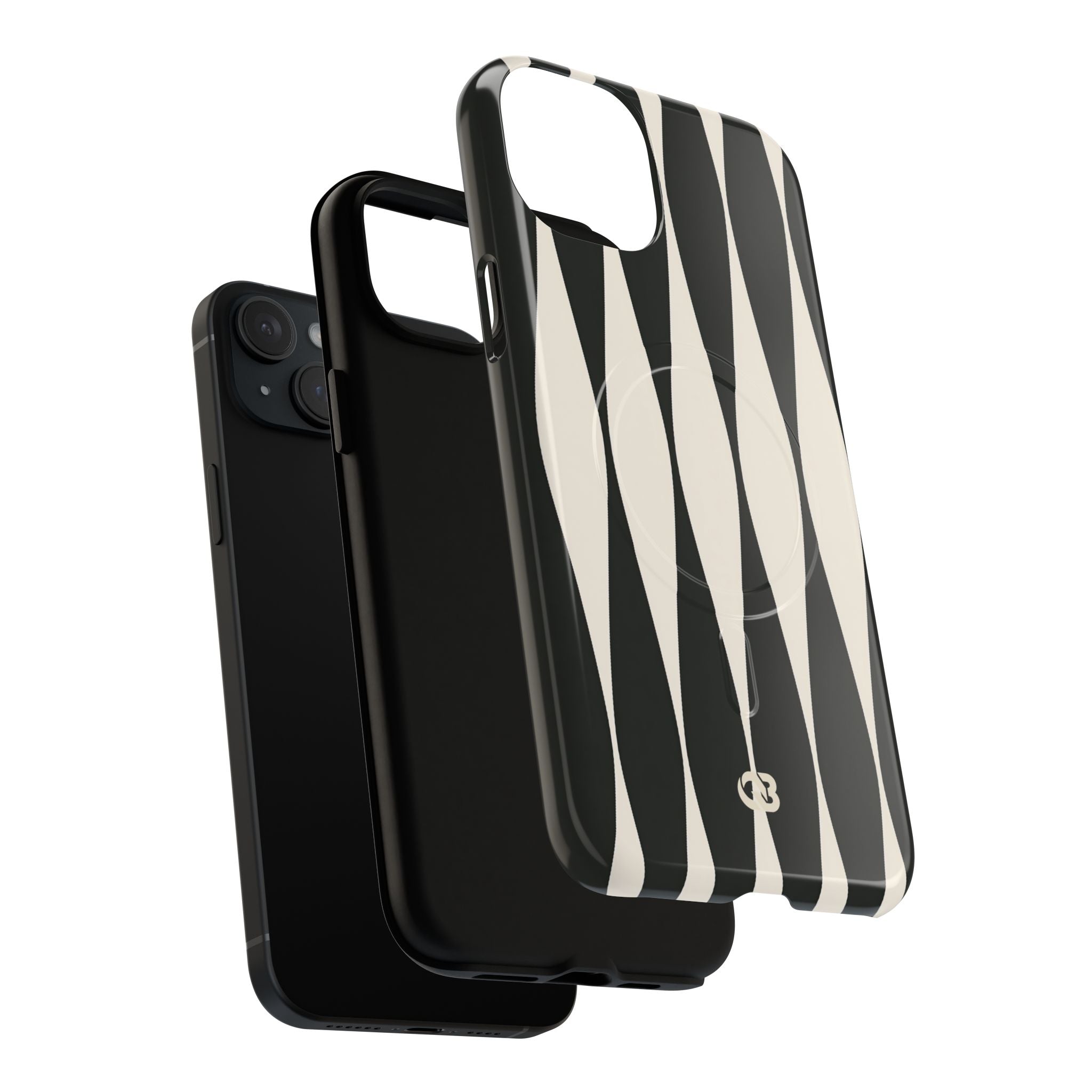 Black Tough 2.0 Magsafe Phone Case for iPhone - Ivory Spindle Grid
