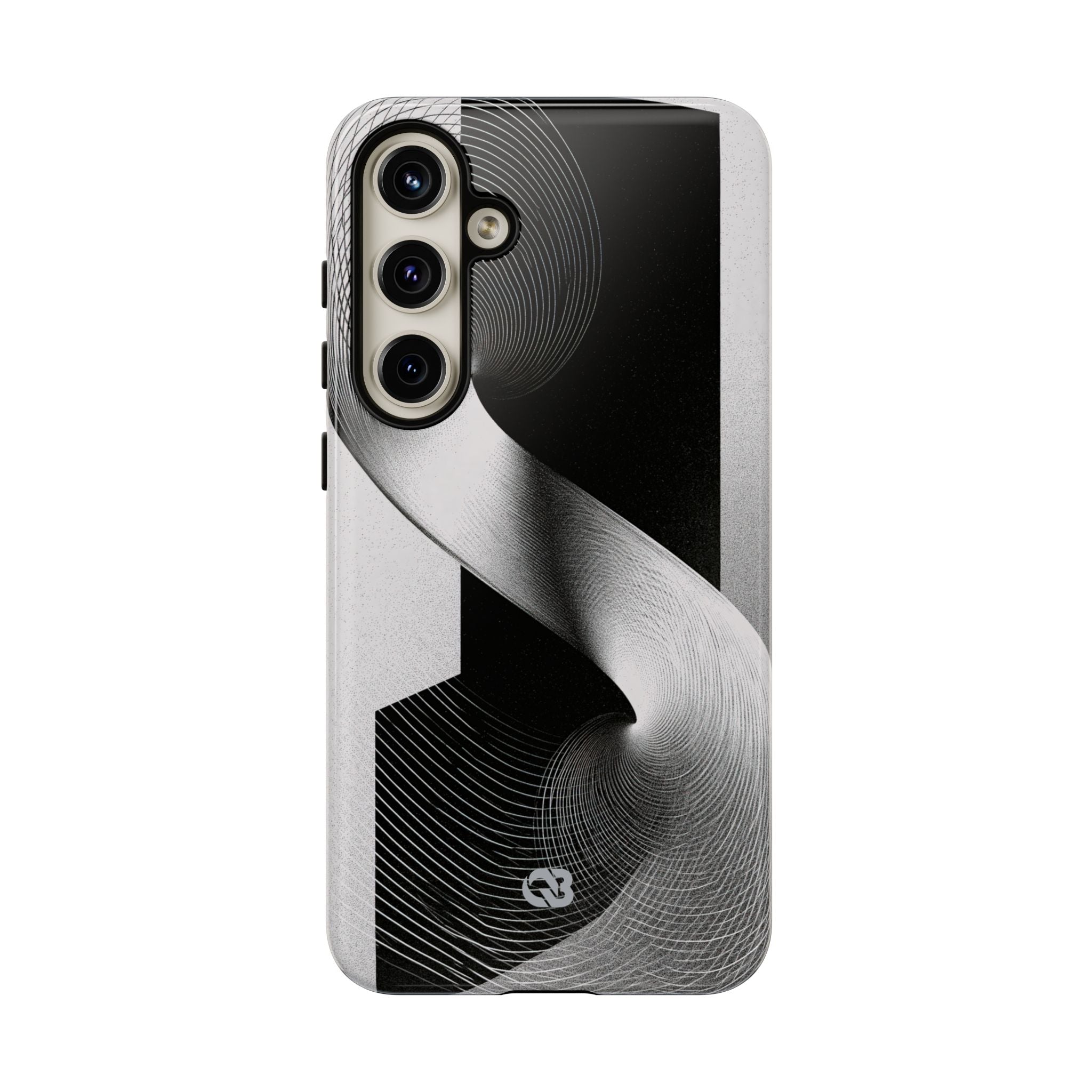Grey Tough Phone Case for Samsung - Obsidian Moiré Wave