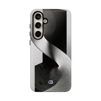 Grey Tough Phone Case for Samsung - Obsidian Moiré Wave