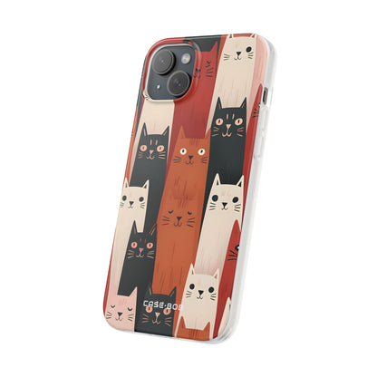 Elongated Cats Black iPhone 15 Plus Case - Soft