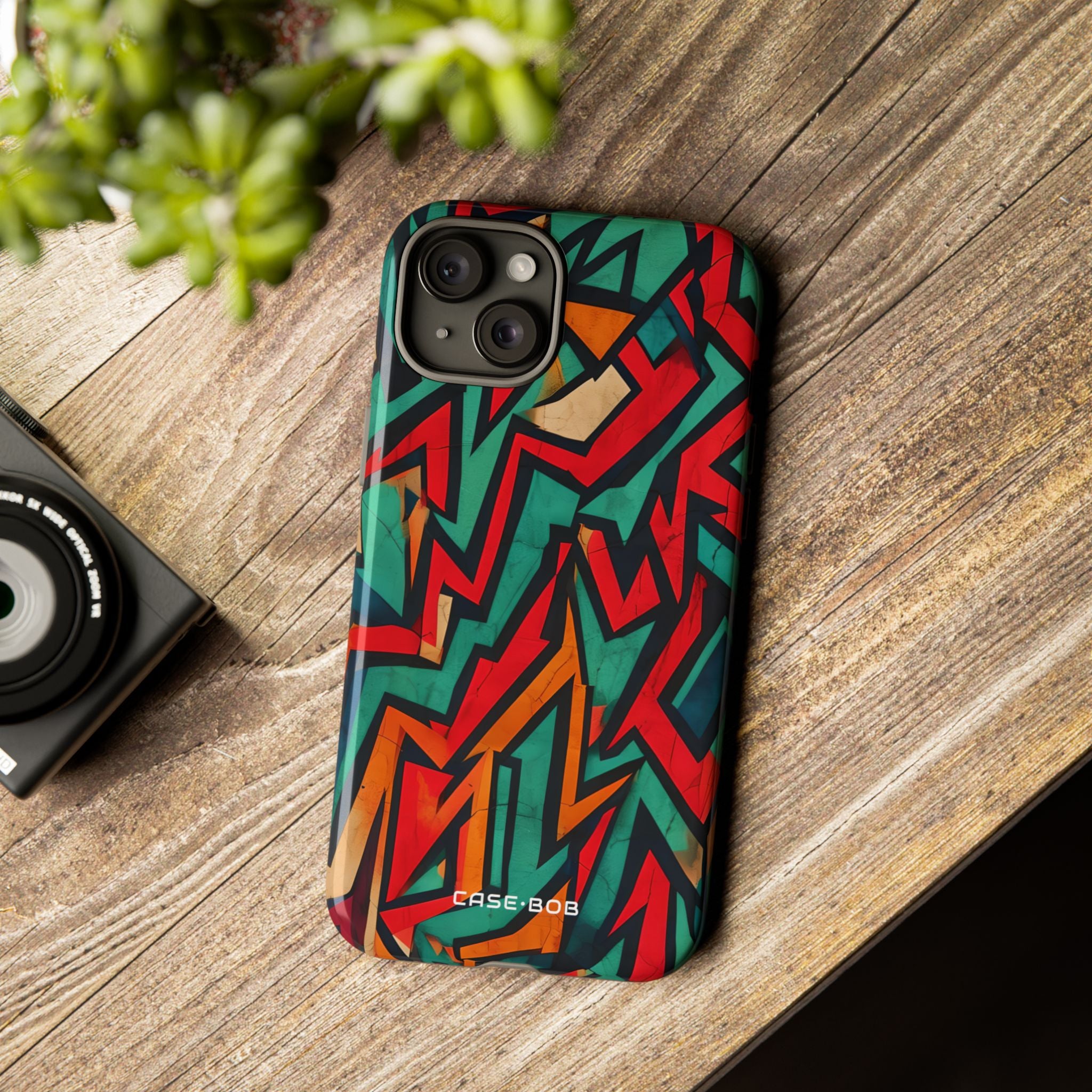 Crimson Zigzag iPhone 15 Plus Case - Tough