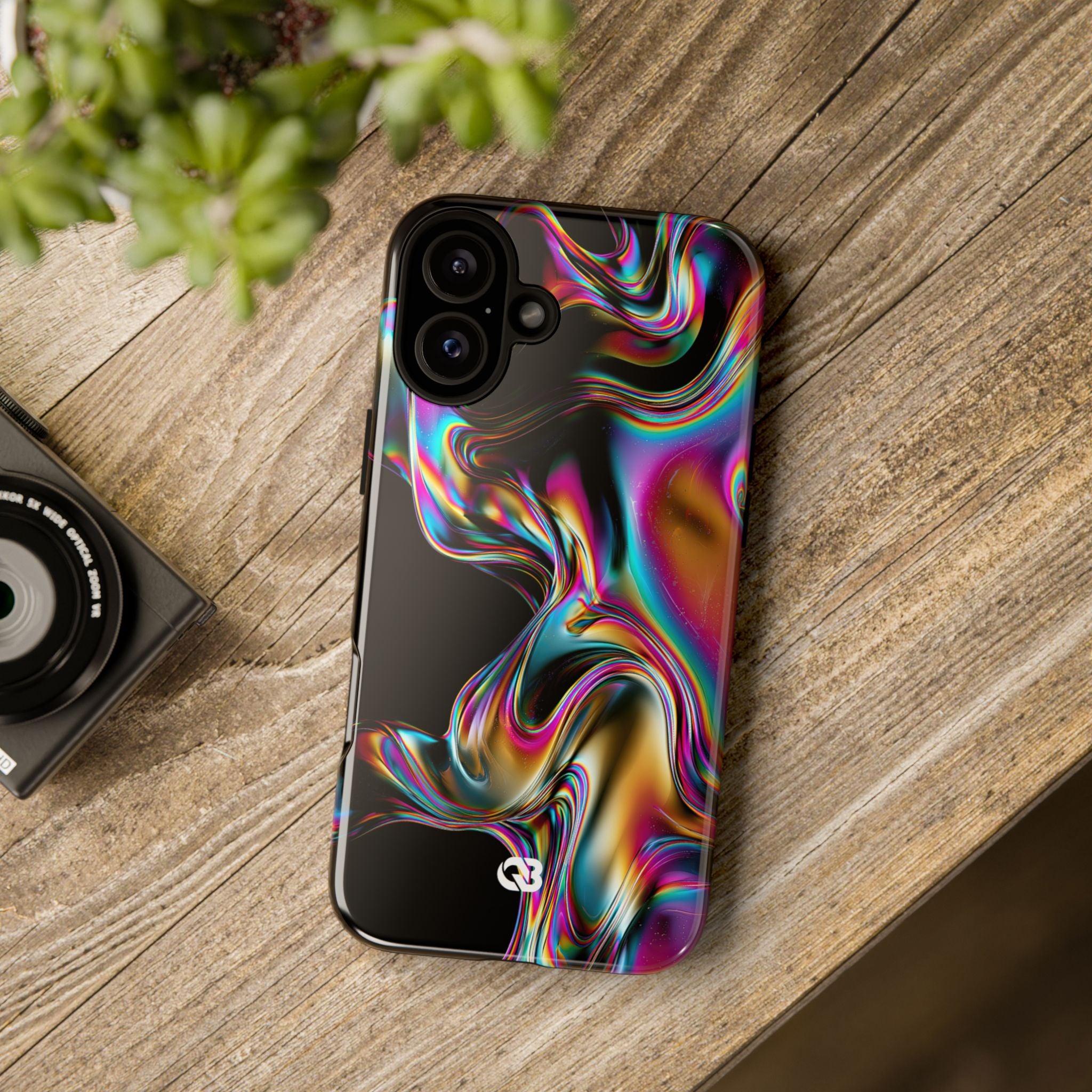 Purple Tough Phone Case for iPhone - Liquid Neon Chrome