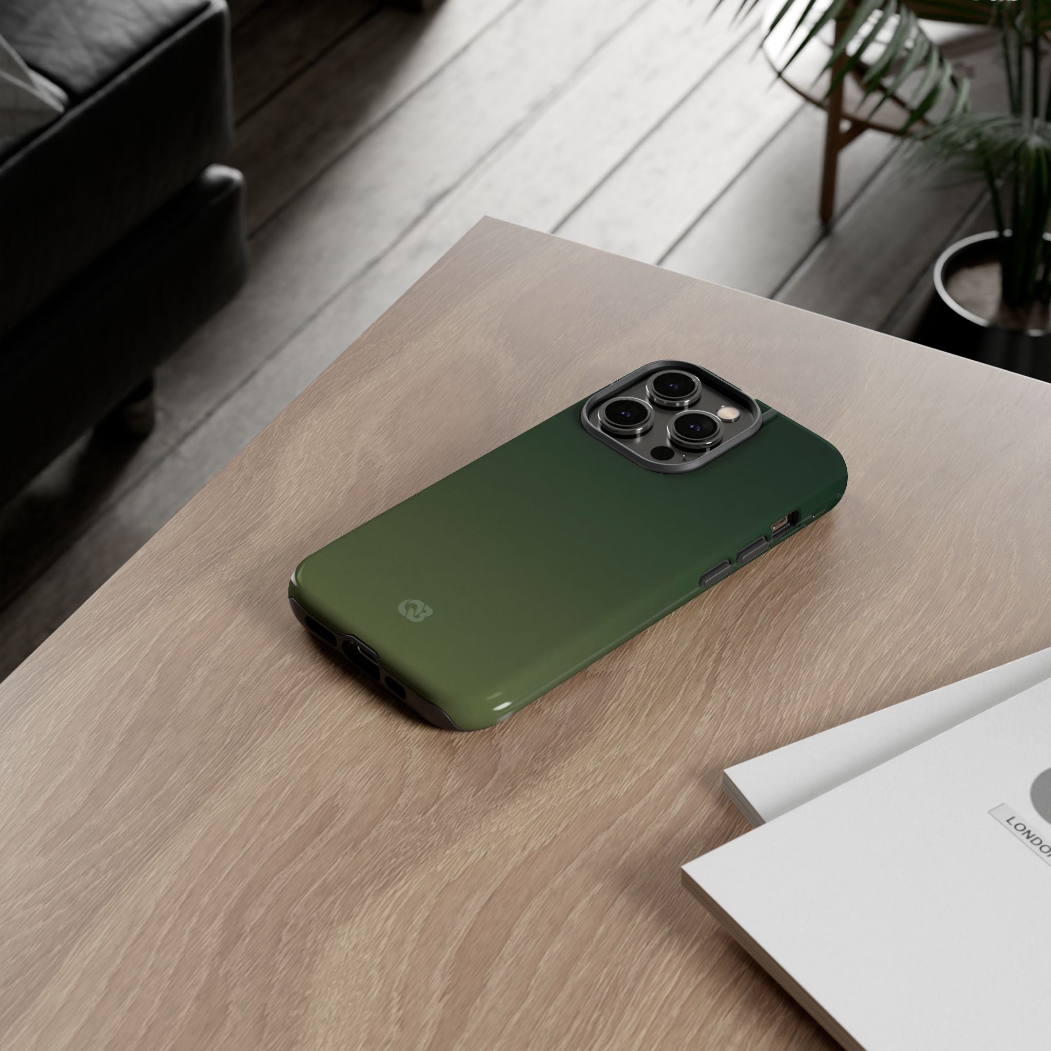 Green Tough Phone Case for iPhone - Shadow Moss Grain
