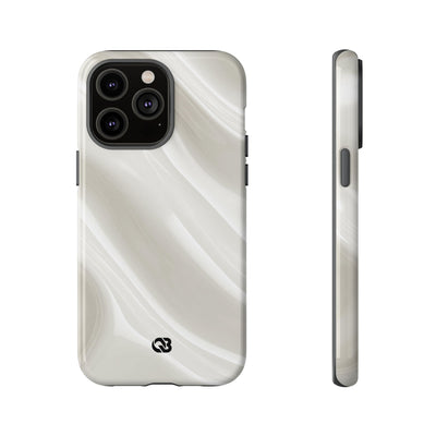 White Tough Phone Case for iPhone - Polished Ivory Wave