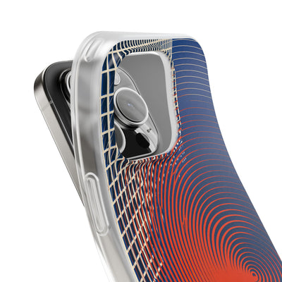 Blue Lite Phone Case for iPhone - Orange Orbit Grid