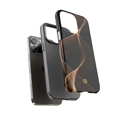Brown Tough Phone Case for iPhone - Copper Silk Wave