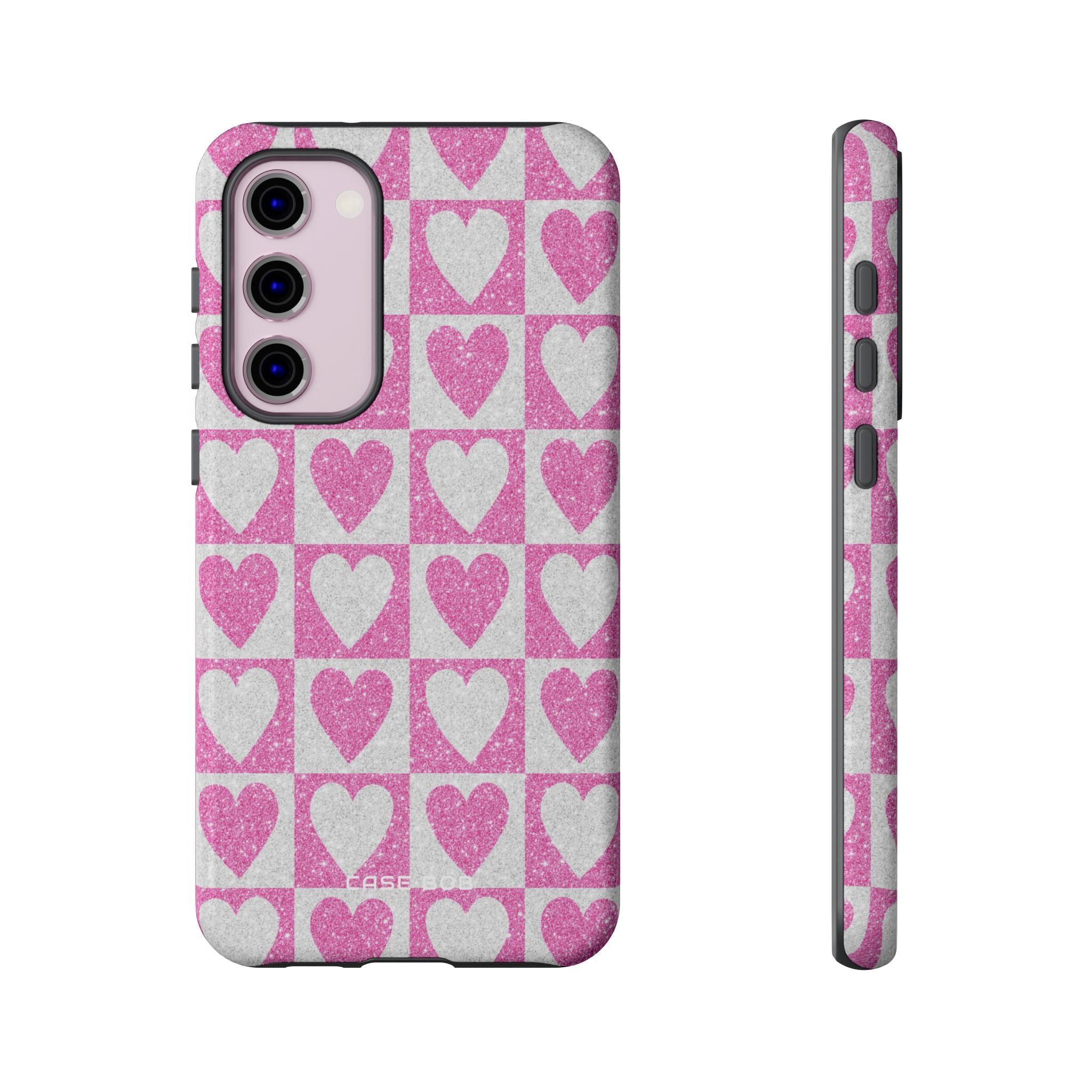 Glitter Heart Grid Samsung S23 Plus Skal - Tough