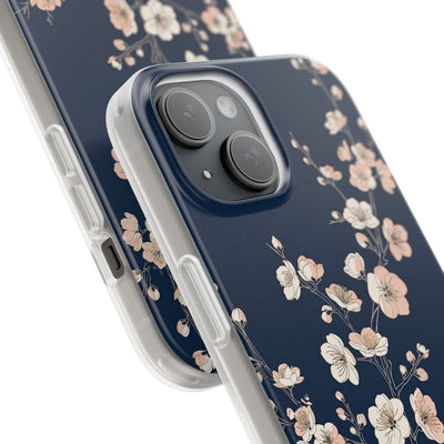 Blue Lite Phone Case for iPhone - Midnight Peach Sakura