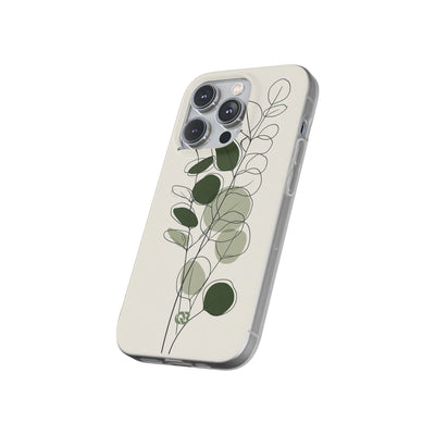Green Lite Phone Case for iPhone - Muted Eucalyptus Sketch