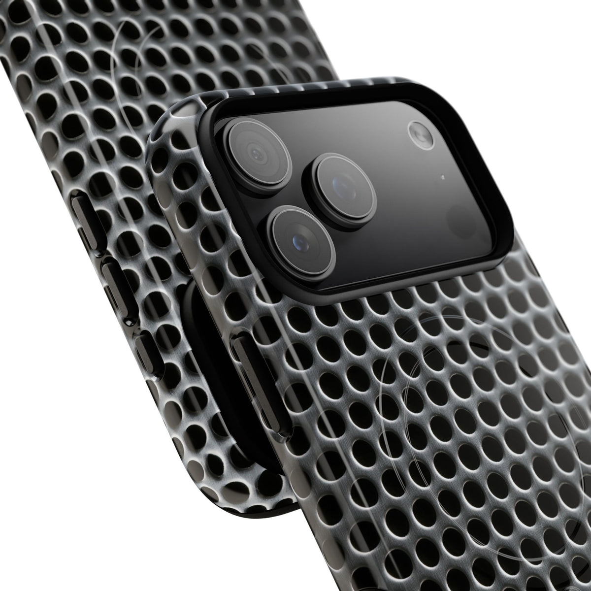 Brushed Perforated Steel · Tough 2.0 Magnetic Phone Case for iPhone · Silver