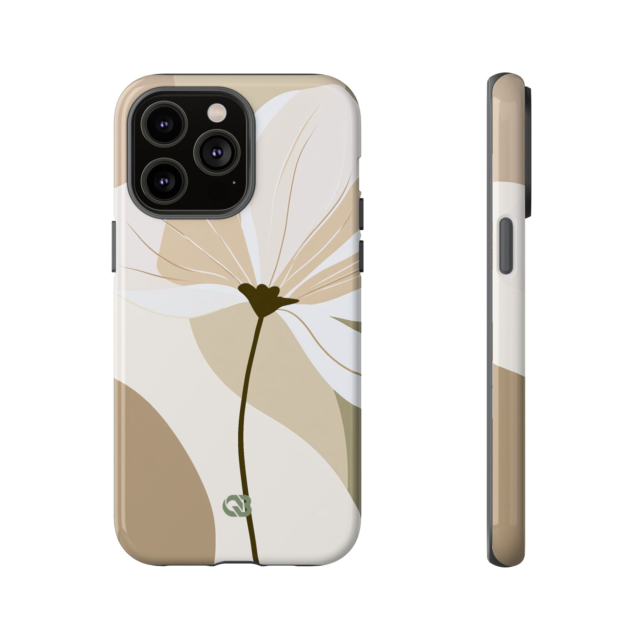 Beige Tough Phone Case for iPhone - Sage Linen Magnolia