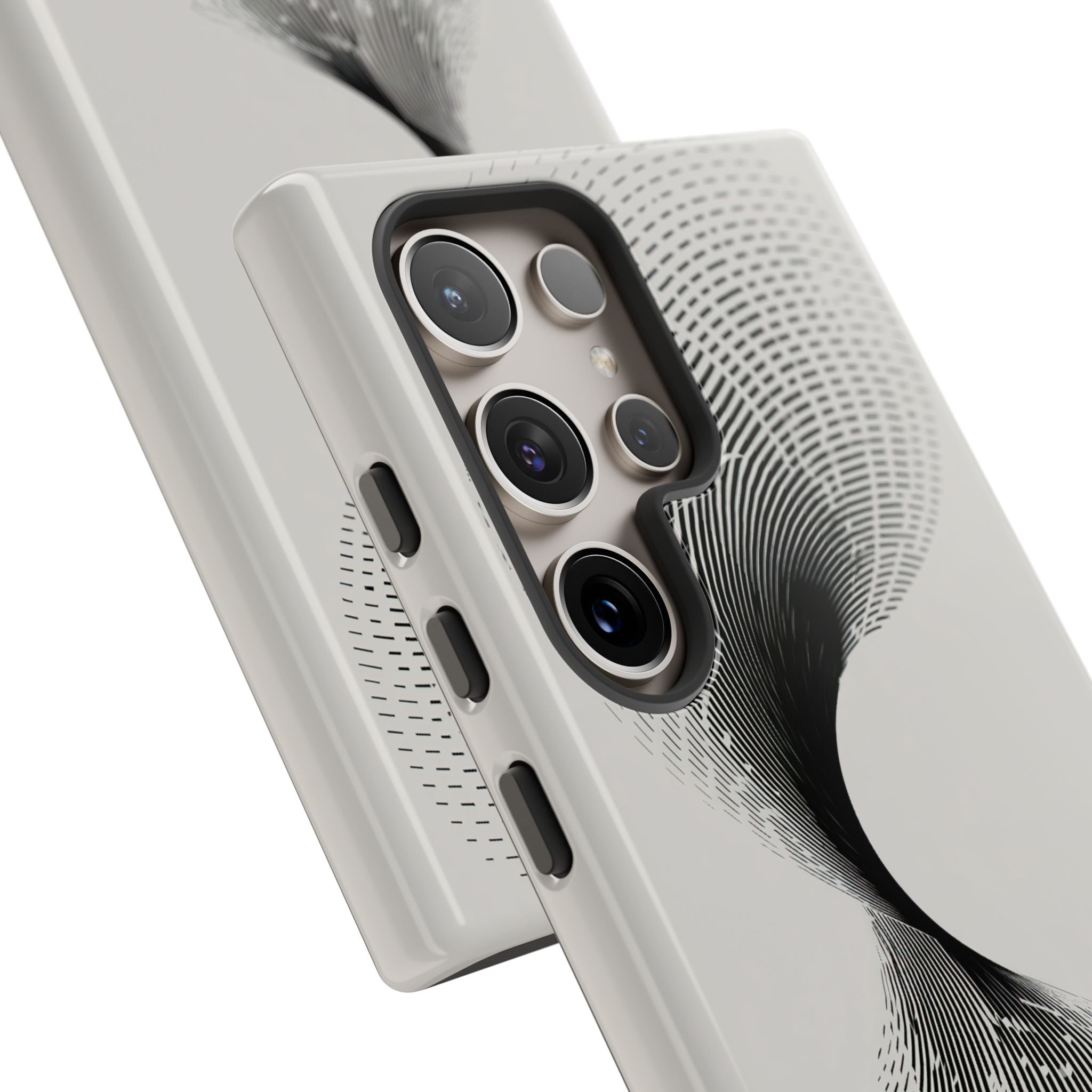 White Tough Phone Case for Samsung - Linear Torsion Grid