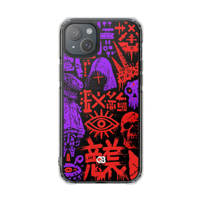 Underground Cyber Glyphs · Clear Impact Magnetic Phone Case for iPhone · Black