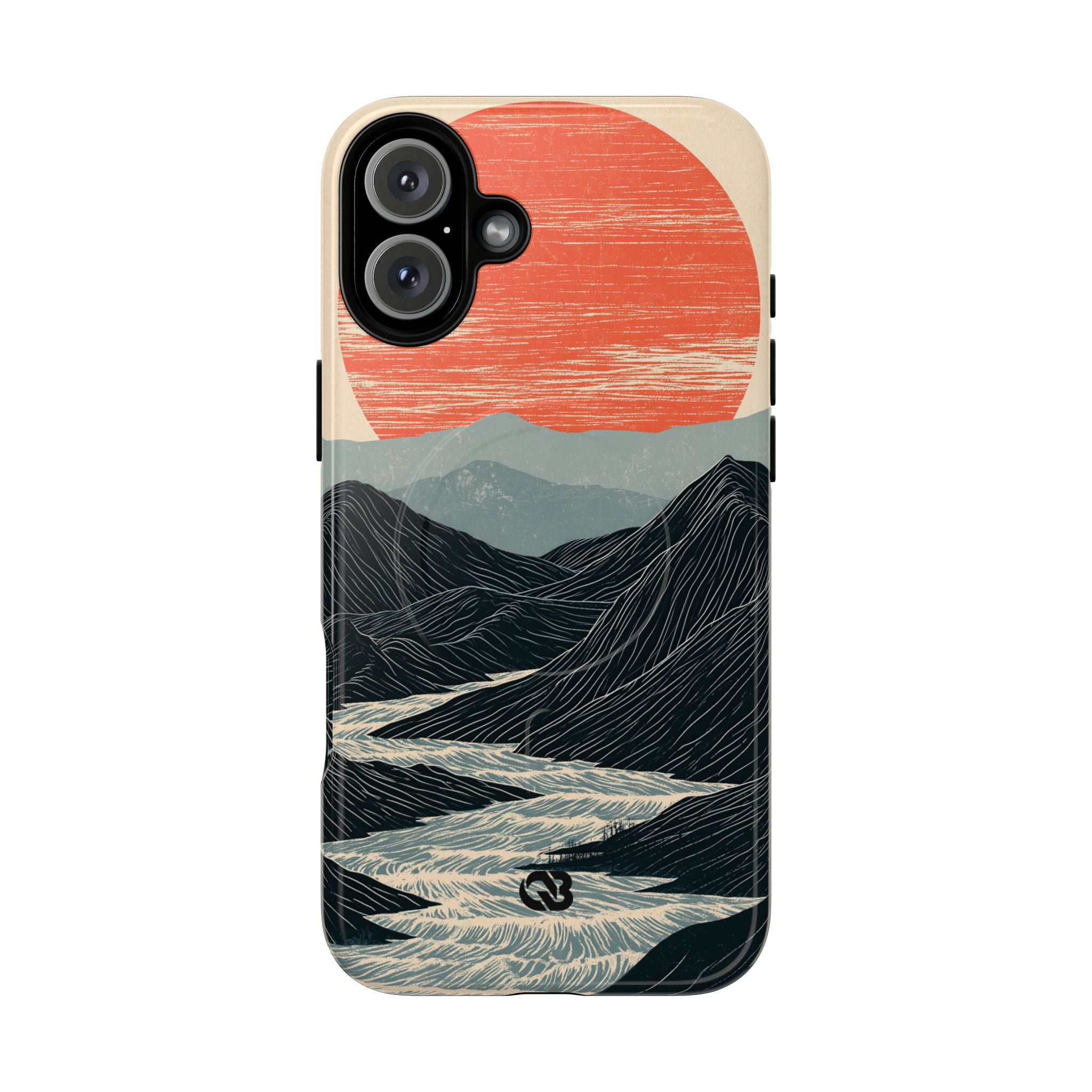 Beige Tough 2.0 Magsafe Phone Case for iPhone - Crimson Ridge Flow