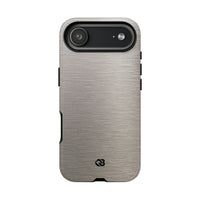 Grey Tough Phone Case for iPhone - Brushed Nickel Linen