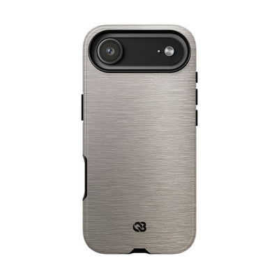 Grey Tough Phone Case for iPhone - Brushed Nickel Linen