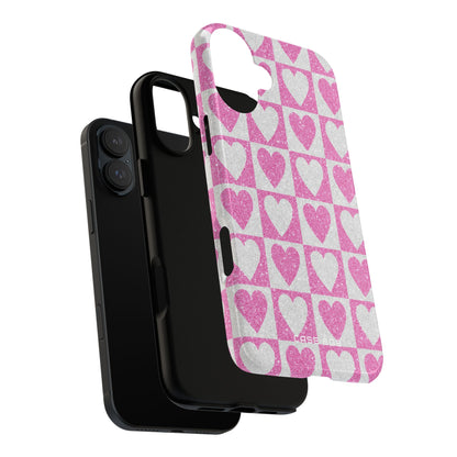 Glitter Hearts iPhone 16 Plus Case - Tough