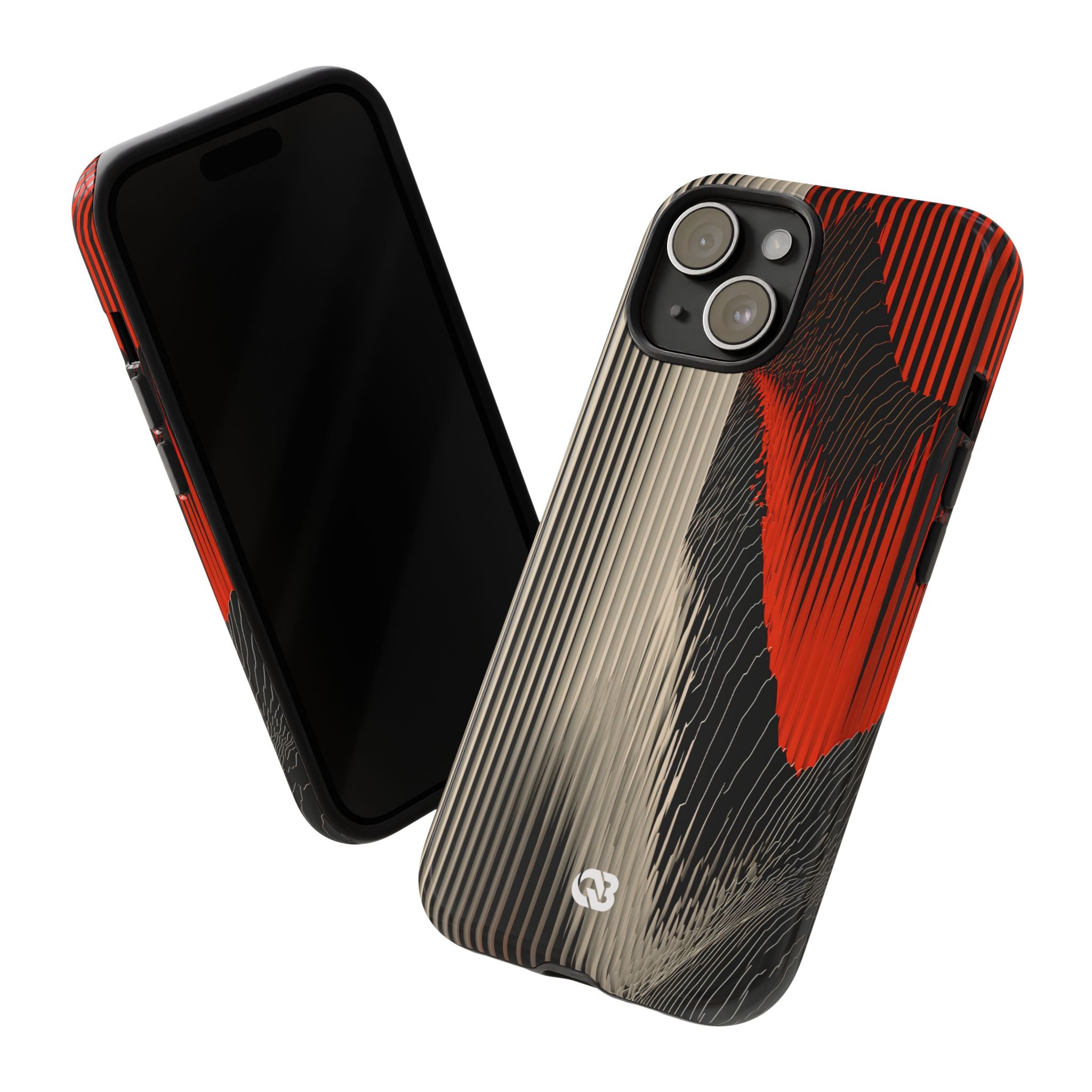 Red Tough Phone Case for iPhone - Crimson Pulse Topo