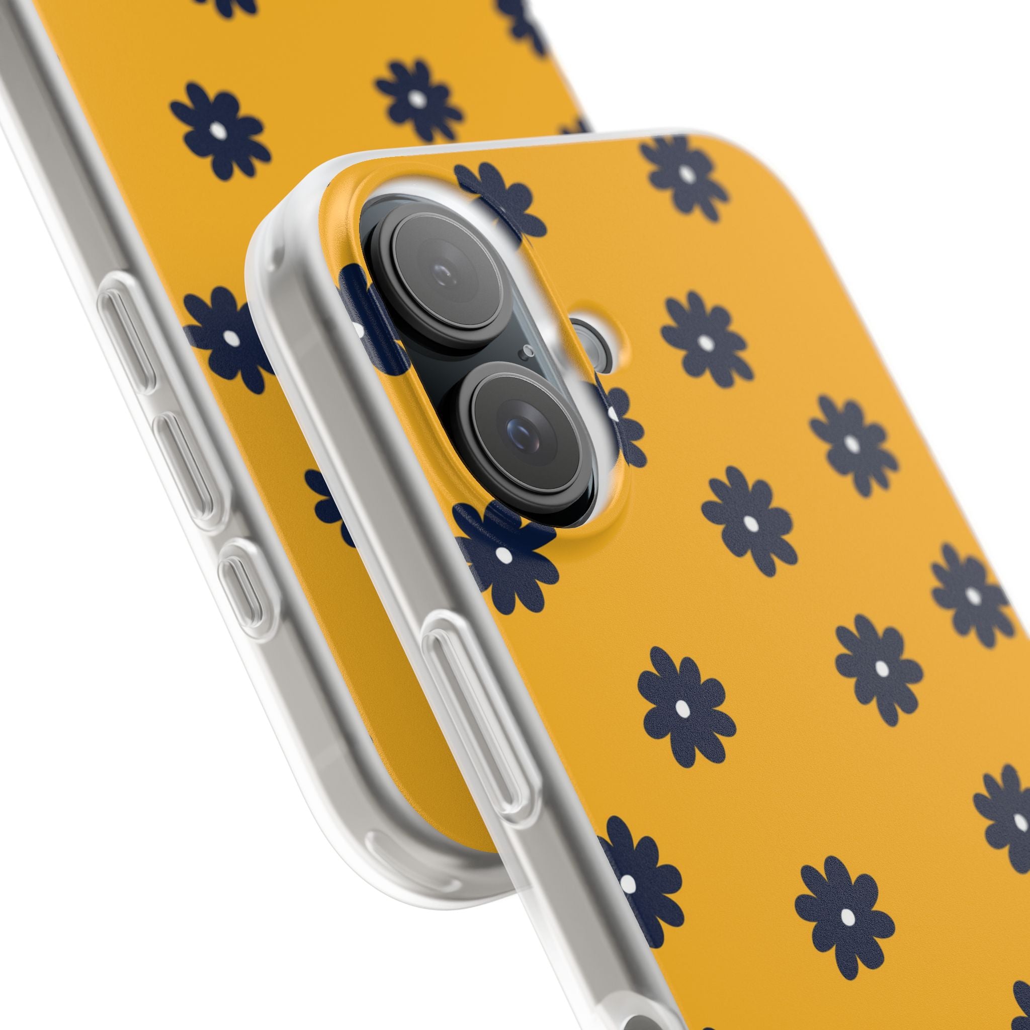 Navy Daisy Mustard · Soft Phone Case for iPhone