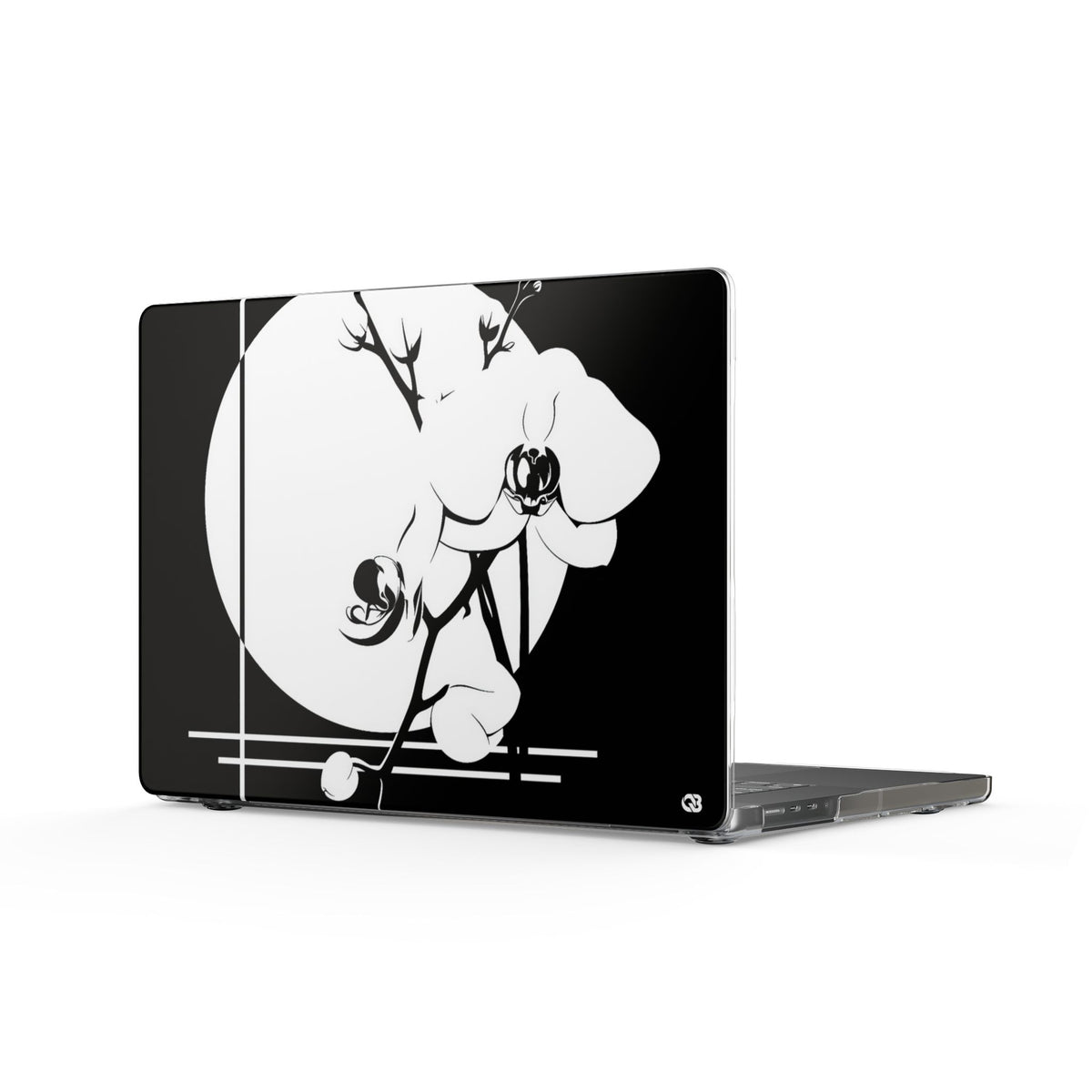 Nocturne Orchid Bloom · Clear Hard Case for MacBook · Black