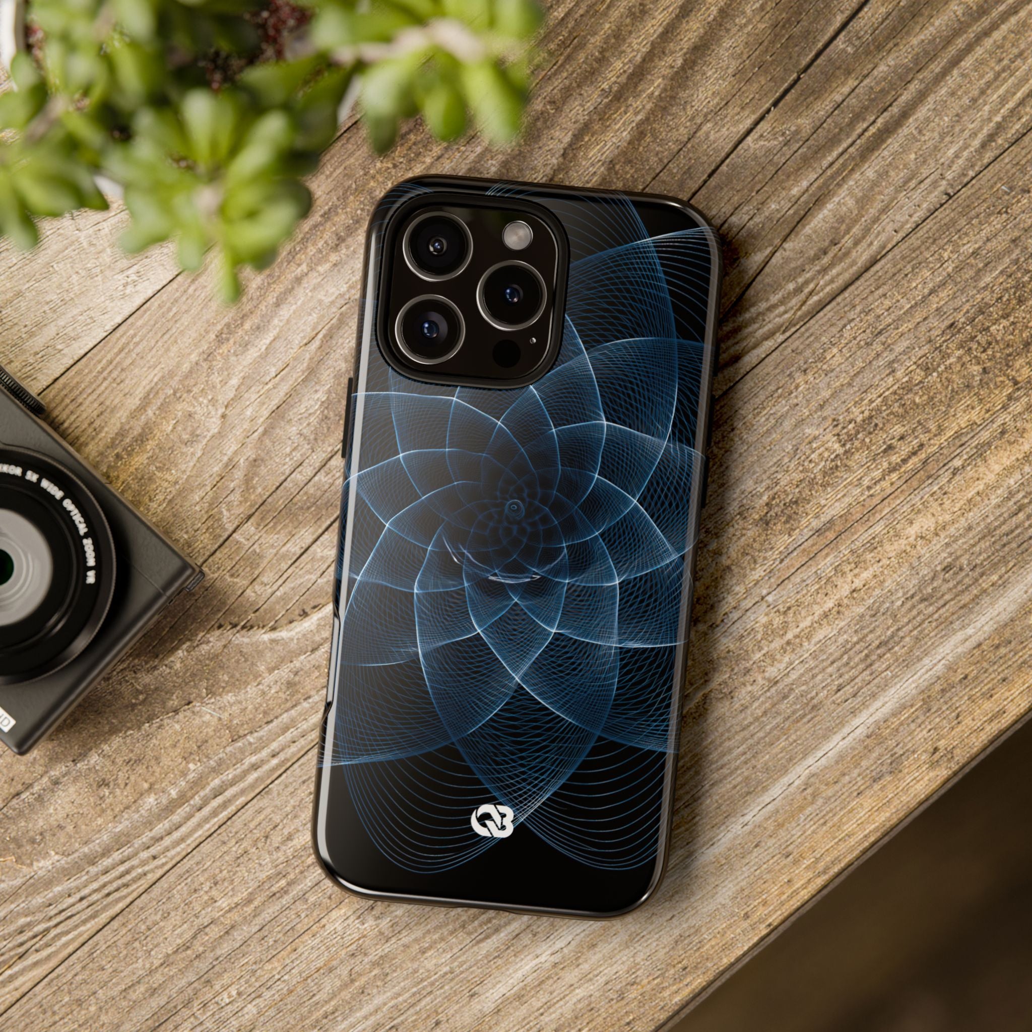 Blue Tough Phone Case for iPhone - Cobalt Geometric Bloom