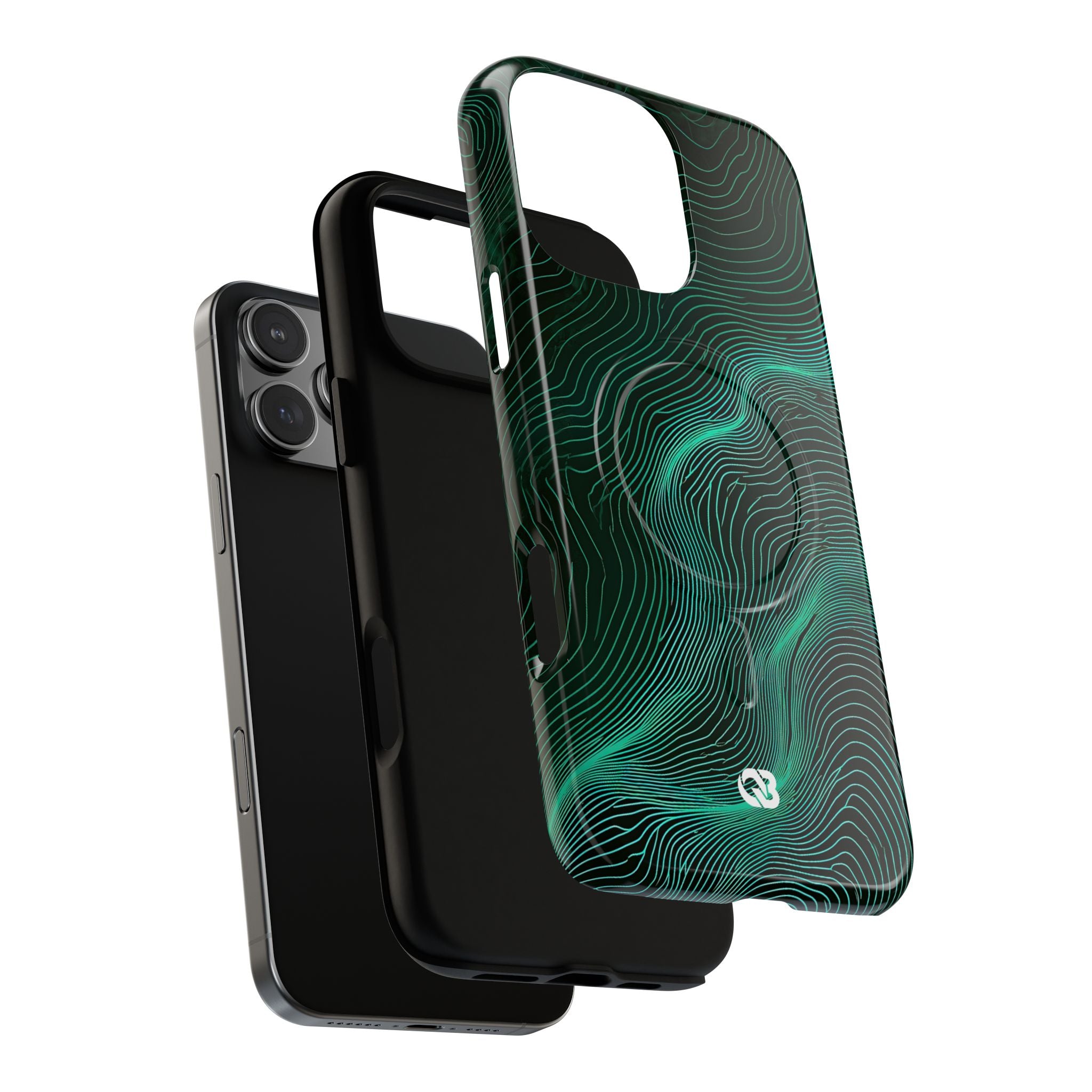 Teal Tough 2.0 Magsafe Phone Case for iPhone - Neon Jade Contour