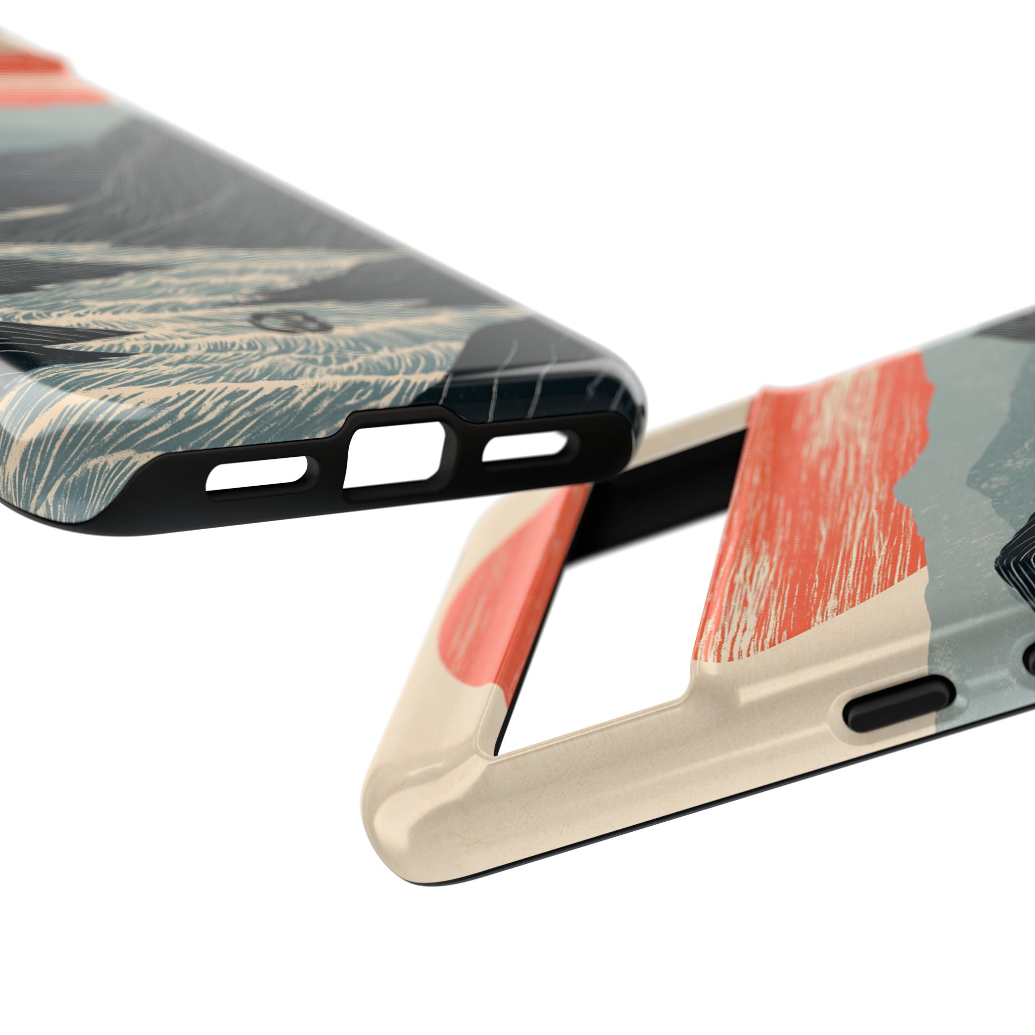 Beige Tough Phone Case for Google Pixel - Crimson Ridge Flow