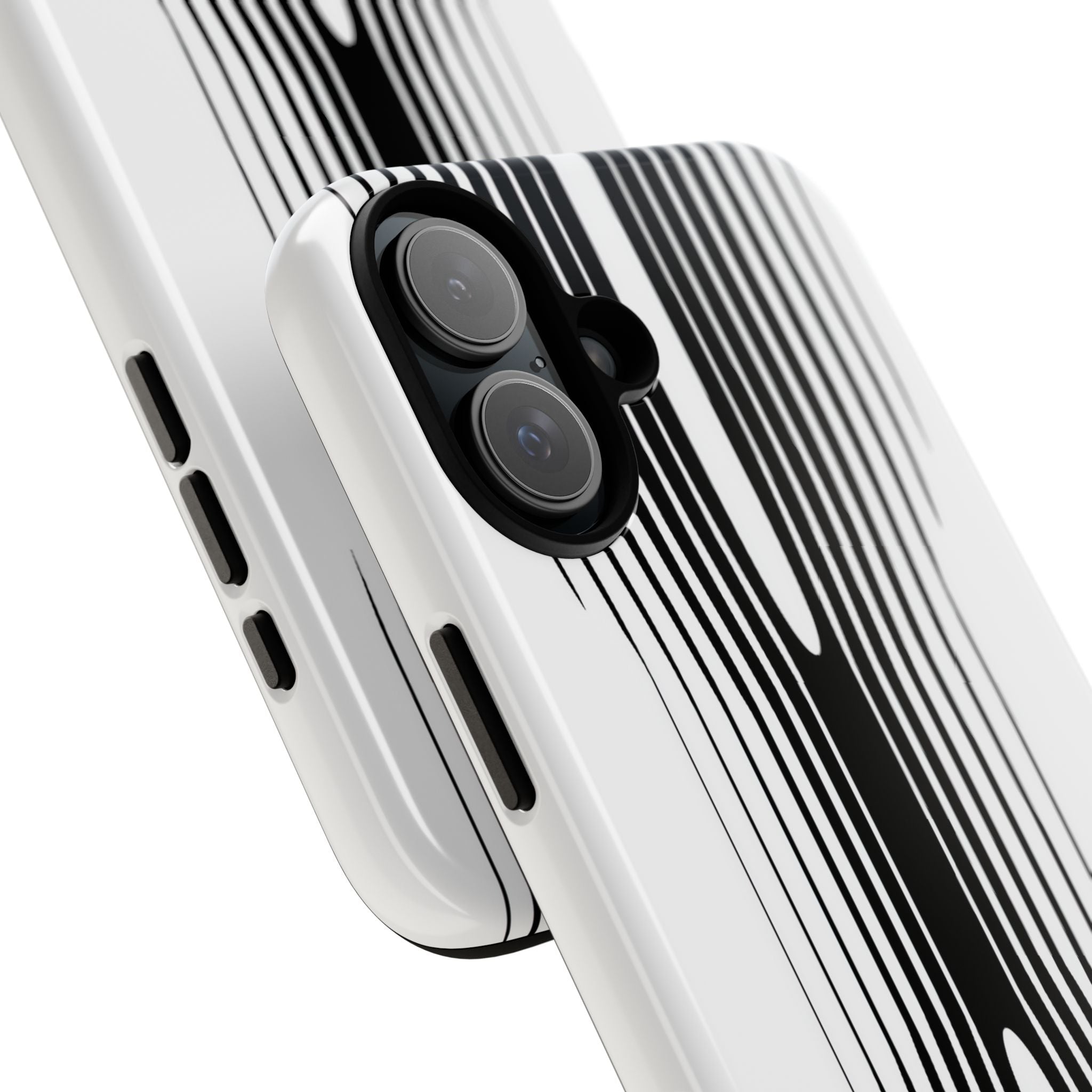 White Tough Phone Case for iPhone - Kinetic Mono Distortion