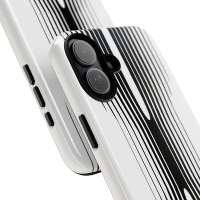 White Tough Phone Case for iPhone - Kinetic Mono Distortion