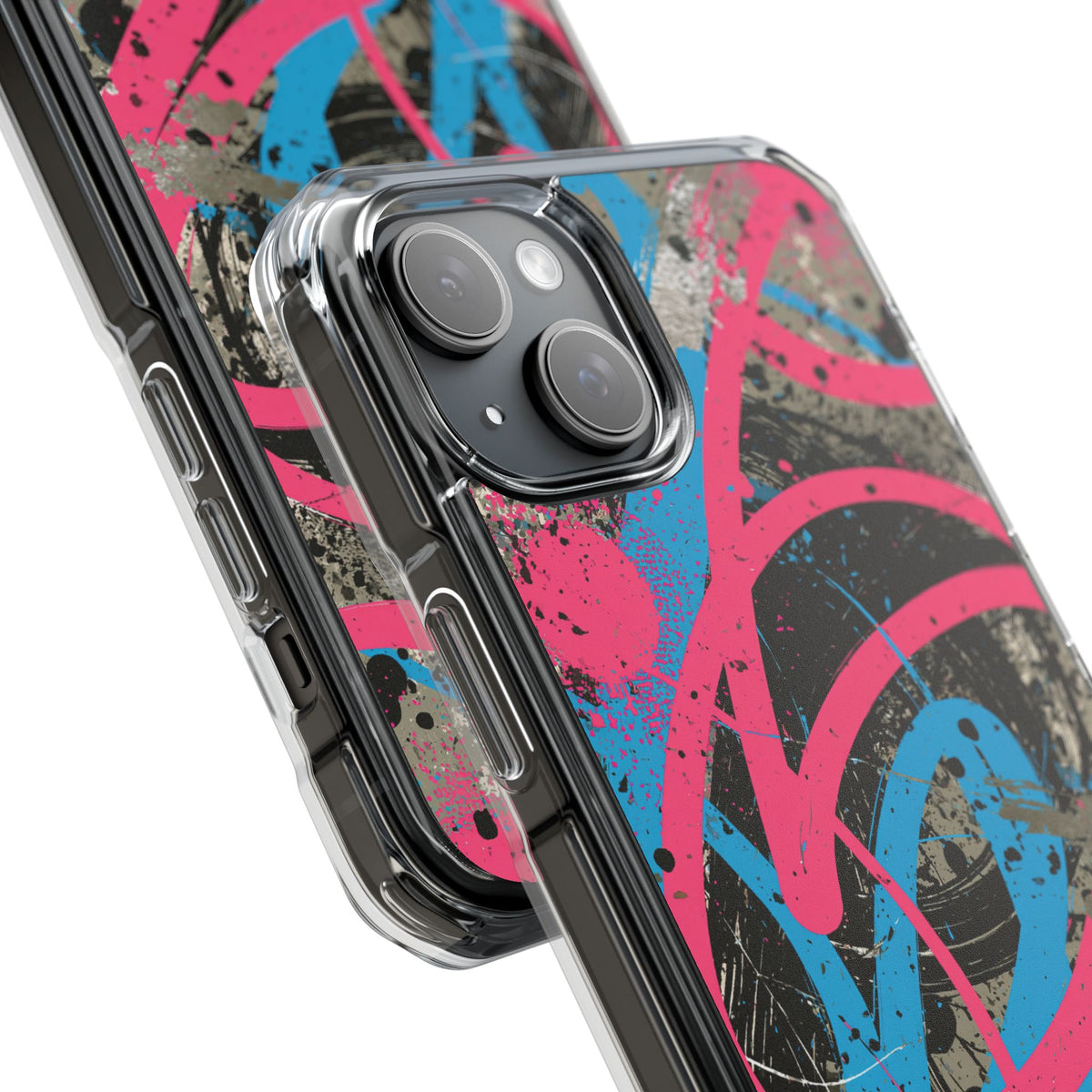 Cyber Splatter Flow · Clear Impact Magnetic Phone Case for iPhone · Pink