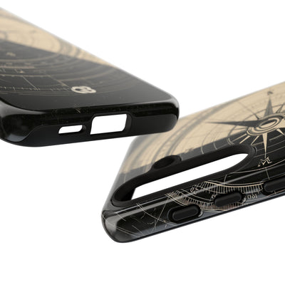 Beige Tough Phone Case for Samsung - Obsidian Nautical Blueprint