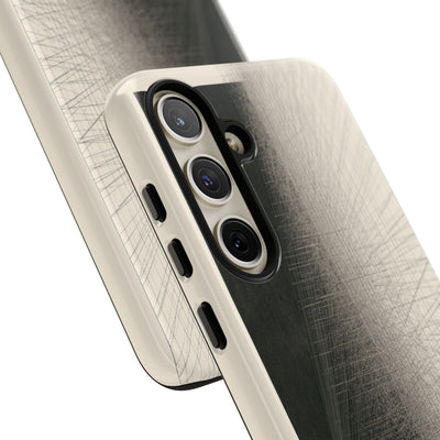 Beige Tough Phone Case for Samsung - Brutalist Graphite Grid