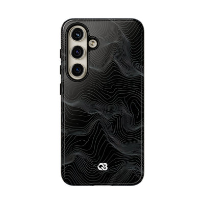 Black Tough Phone Case for Samsung - Obsidian Topo Wireframe