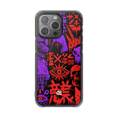Underground Cyber Glyphs · Clear Impact Magnetic Phone Case for iPhone · Black