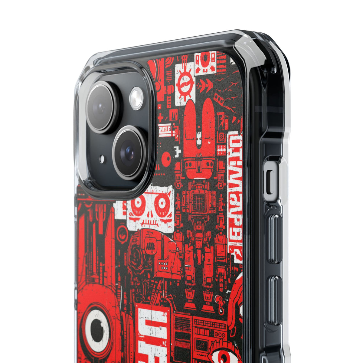 Neo Mecha Collage · Clear Impact Magnetic Phone Case for iPhone · Red