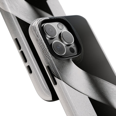 Grey Tough Phone Case for iPhone - Obsidian Moiré Wave