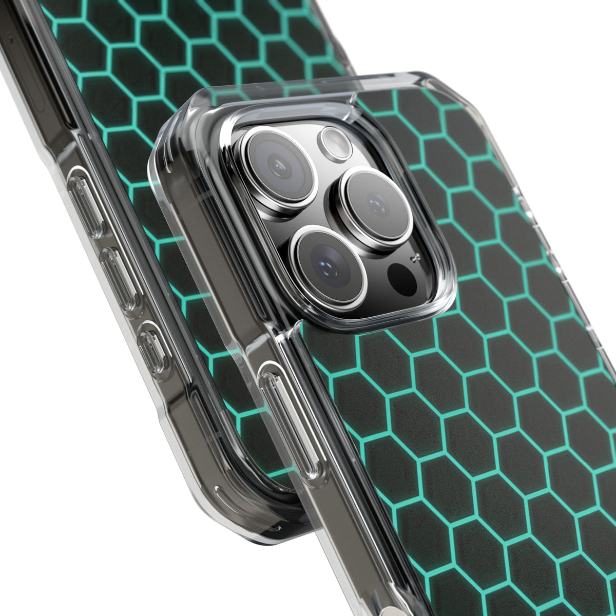 Neon Hex Spectrum · Clear Impact Magnetic Phone Case for iPhone · Teal