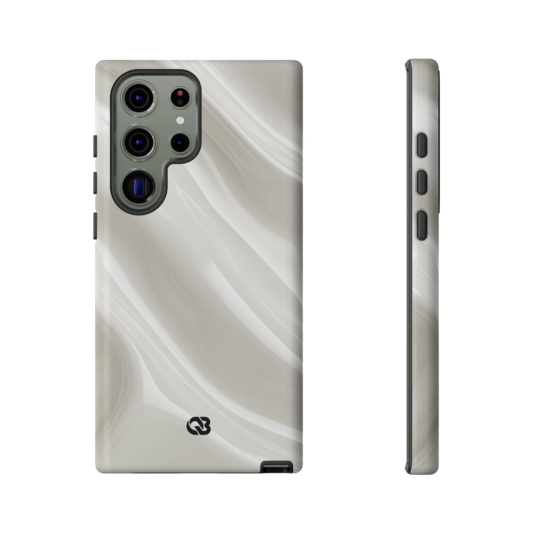 White Tough Phone Case for Samsung - Polished Ivory Wave