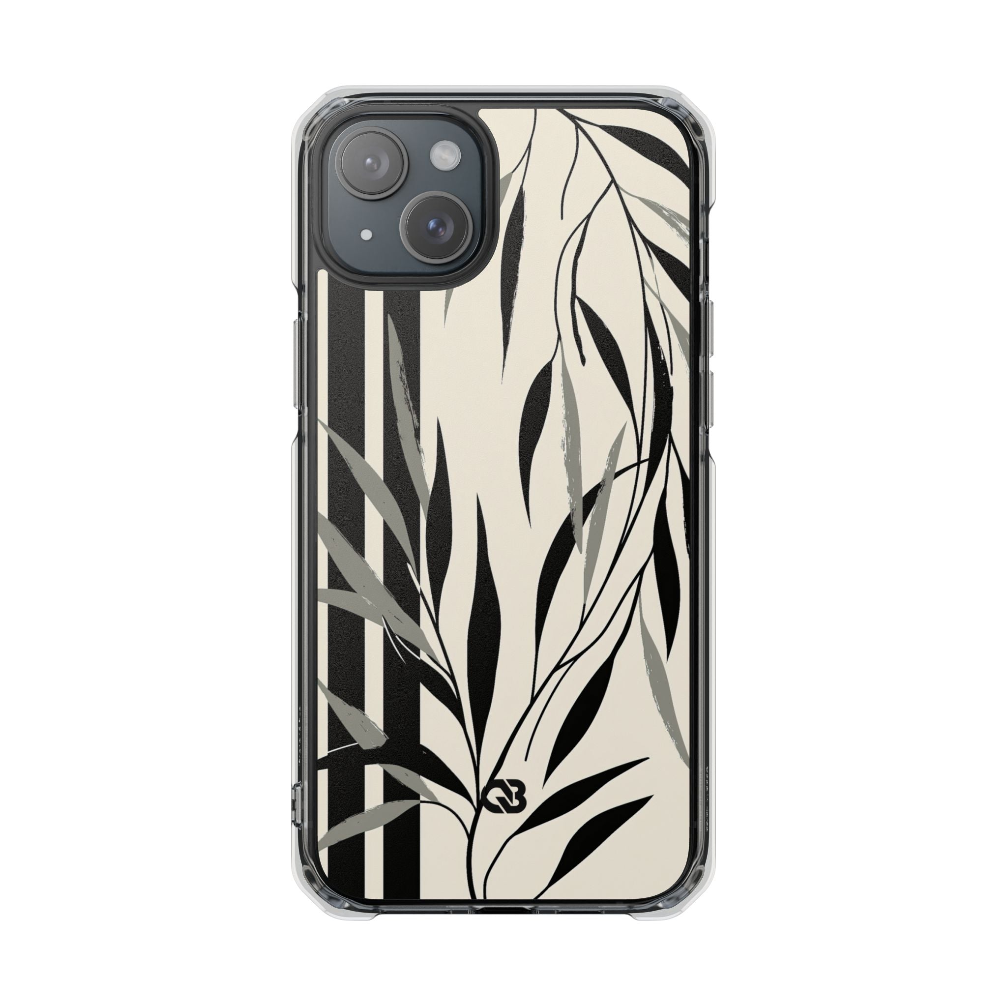 Beige Impact MagSafe Phone Case for iPhone - Soot Leaf Sketch