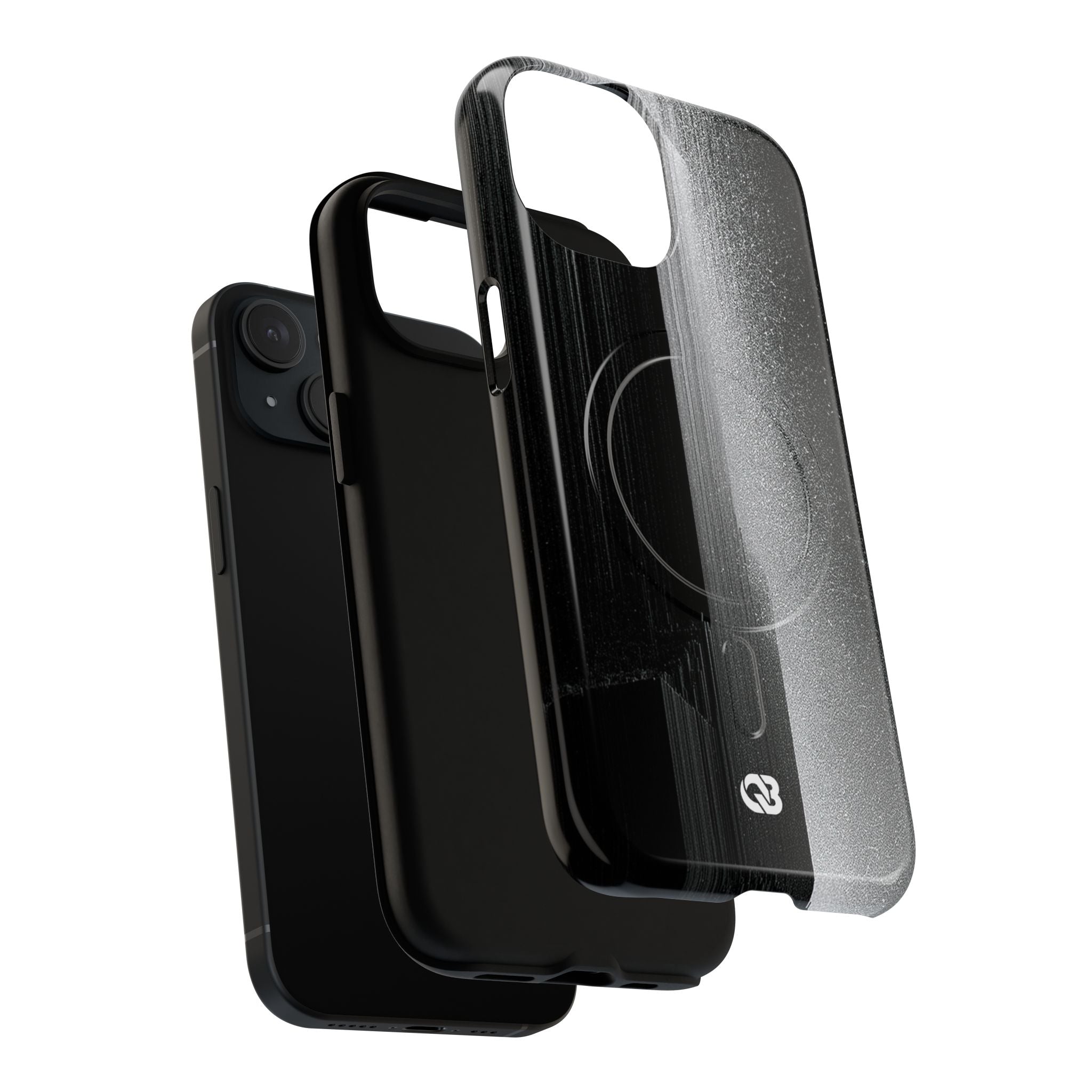 Black Tough 2.0 Magsafe Phone Case for iPhone - Brutalist Pixel Monolith
