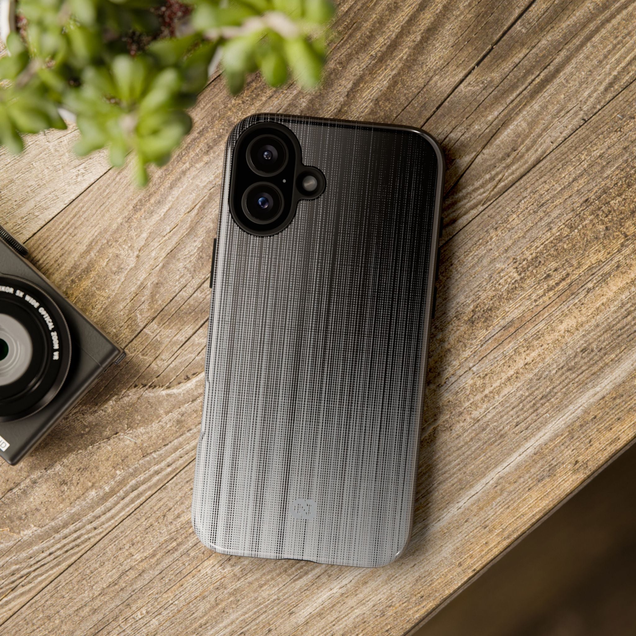 Grey Tough Phone Case for iPhone - Static Vertical Dither
