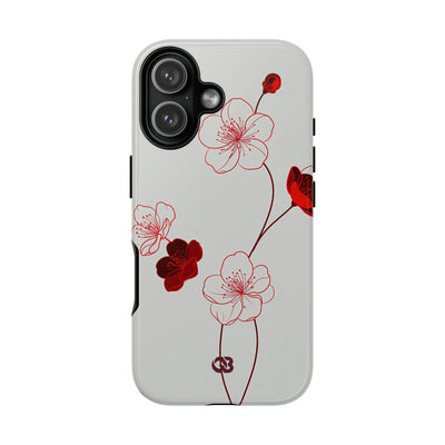 Red Tough Phone Case for iPhone - Kyoto Ember Bloom