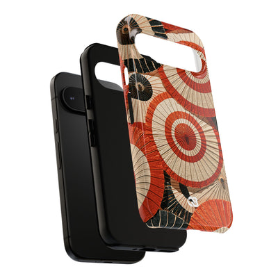 Vermilion Wagasa Motif · Tough Phone Case for Pixel ·  Red