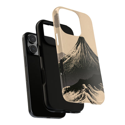 Beige Tough Phone Case for iPhone - Obsidian Ink Summit
