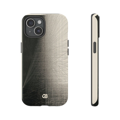 Beige Tough Phone Case for iPhone - Brutalist Graphite Grid