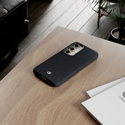 Black Tough Phone Case for Samsung - Midnight Brushed Grain