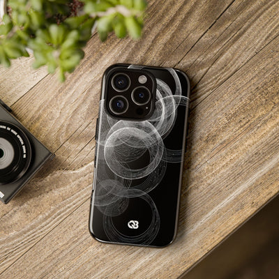Black Tough Phone Case for iPhone - Kinetic Wireframe Orbit