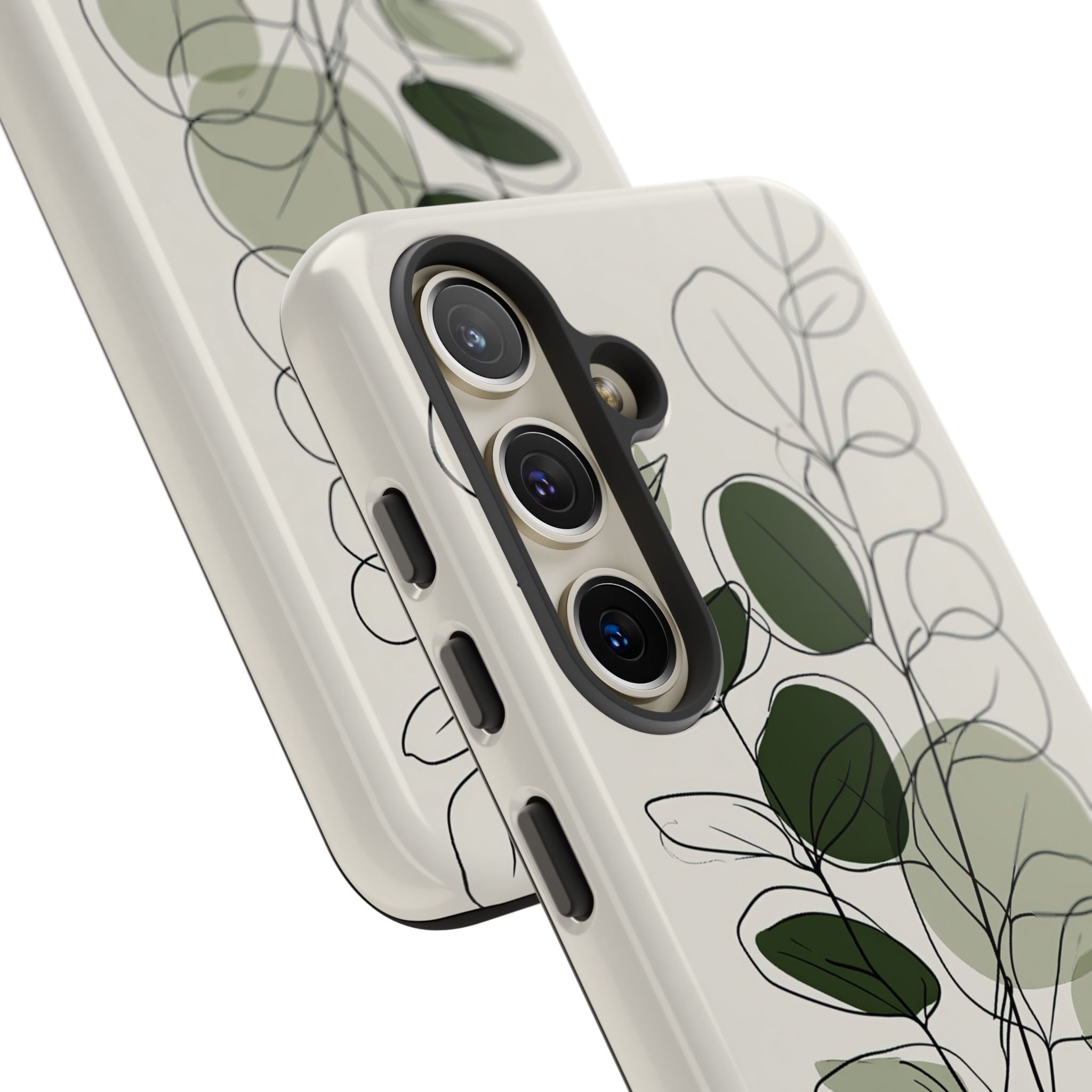 Green Tough Phone Case for Samsung - Muted Eucalyptus Sketch